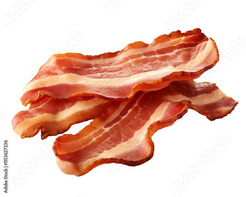 a stack of bacon on a white background