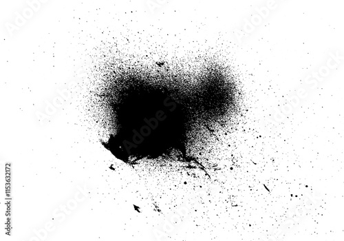 Abstract grunge texture of brush strokes and splashes of black paint or ink. Background with stains and blood dripping effect