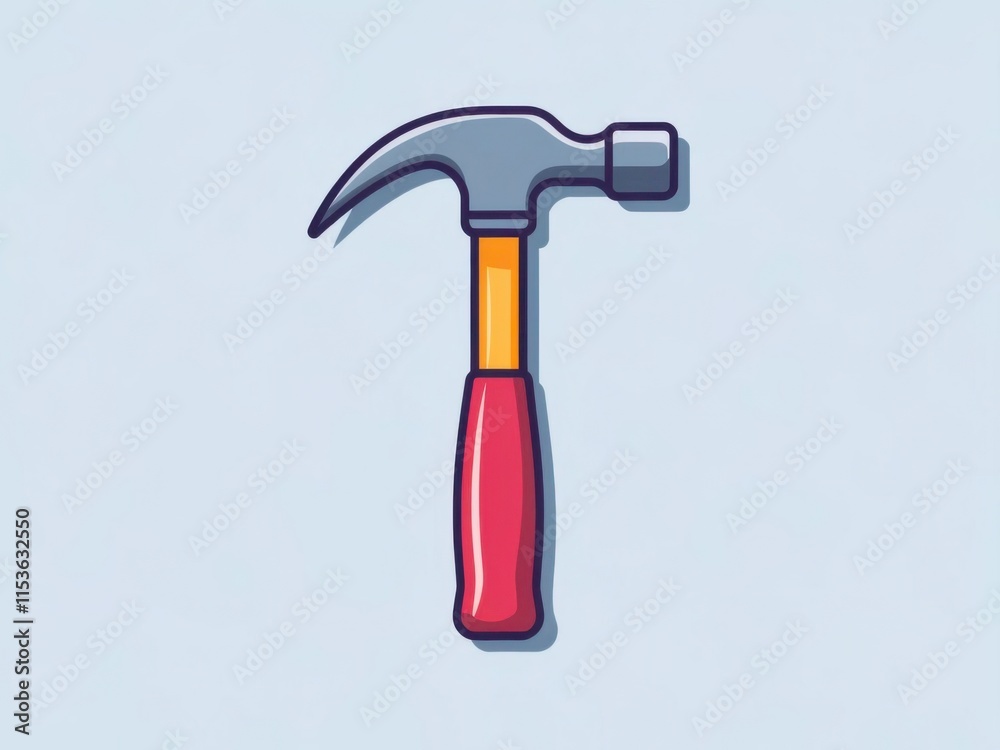 Illustration of a Red and Silver Hammer on a Light Background for Construction and Home Repair Illustration of a Red and Silver Hammer on a Light Background for Construction and Home Repair