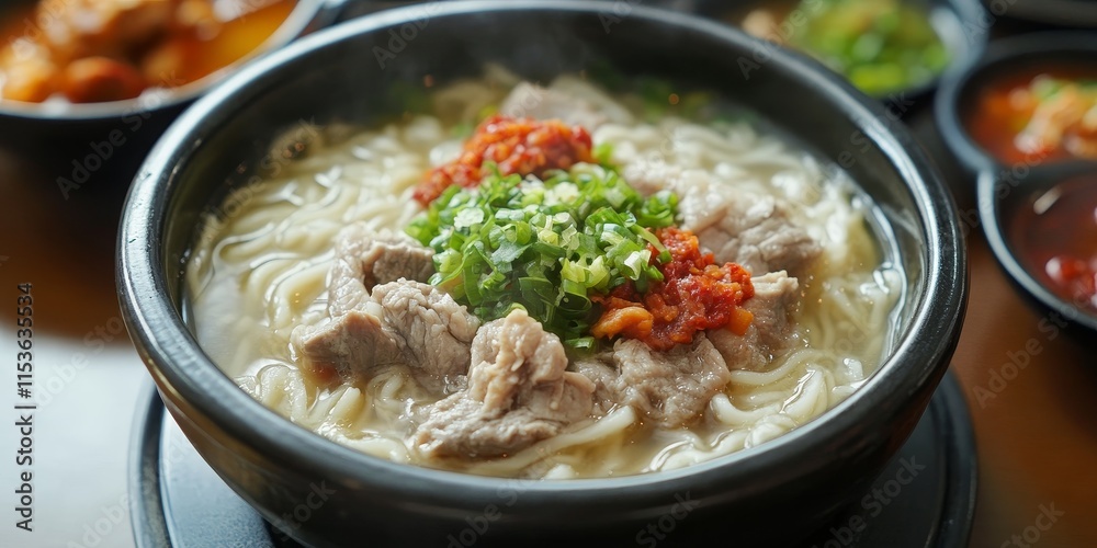 Delicious kalguksu, a delightful noodle soup, features tender boiled pork and is complemented by a rich rice soup. Explore the flavors of kalguksu with savory tomato chicken stew.