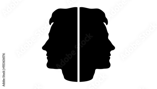 bipolar disorder, black isolated silhouette