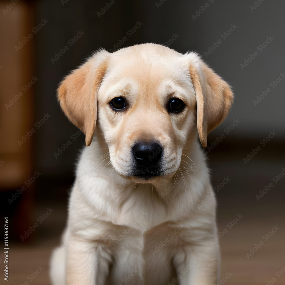 Adorable Labrador Retriever Puppy with Sad Eyes on Wooden Floor Adorable Labrador Retriever Puppy with Sad Eyes on Wooden Floor