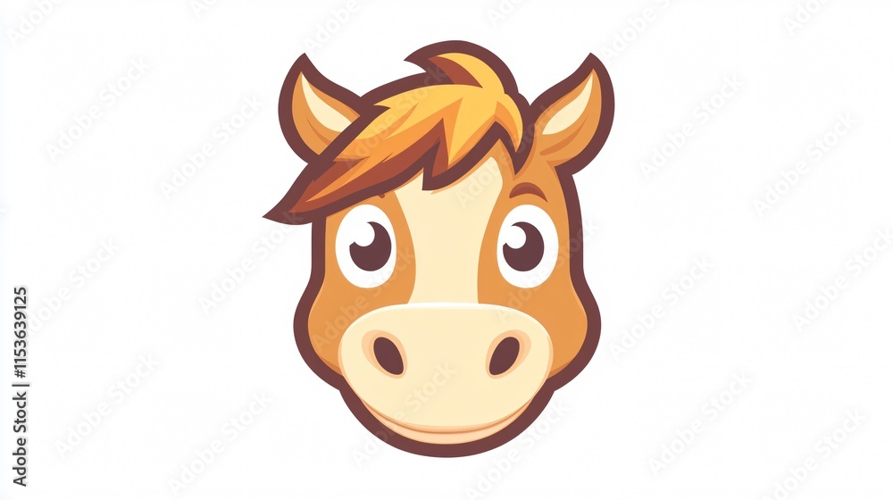 Adorable Cartoon Horse Face Vector Illustration - Isolated Cute Design Adorable Cartoon Horse Face Vector Illustration - Isolated Cute Design