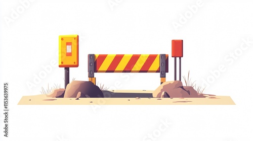 Professional Under Construction Road Barrier Vector Illustration for Projects