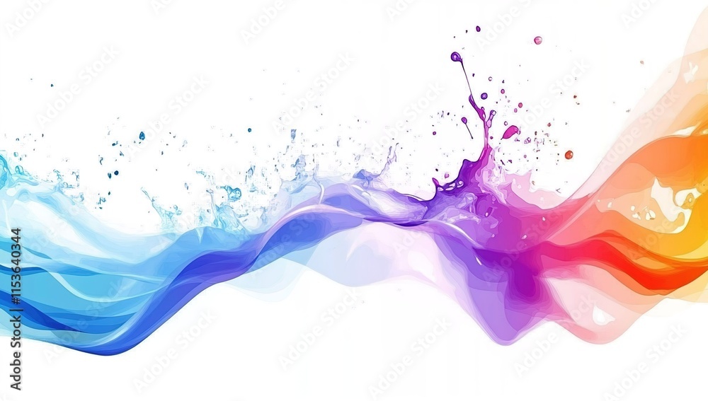 Fototapeta premium Abstract colorful splash wave background vector illustration with white space