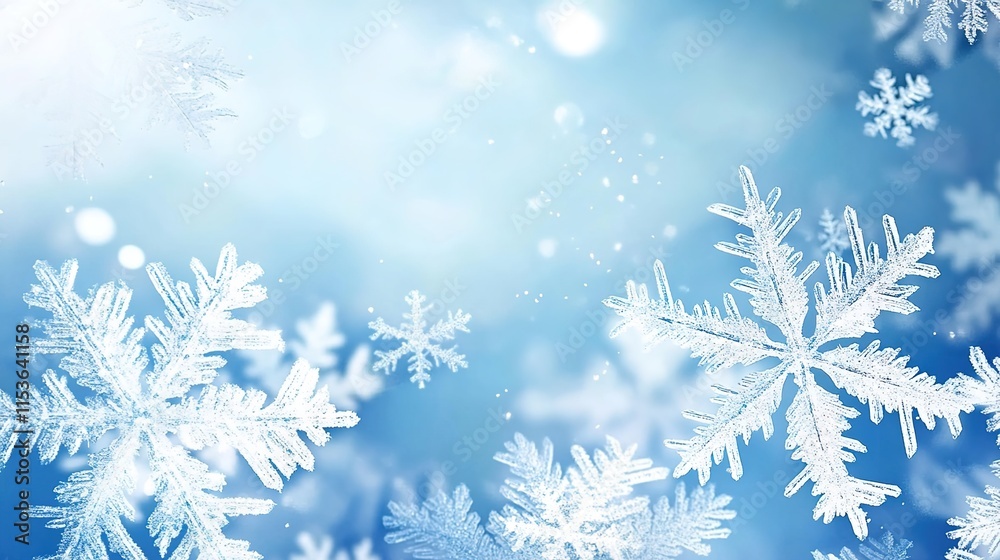 Beautiful background with delicate snowflakes on a blue background. Beautiful background with delicate snowflakes on a blue background.