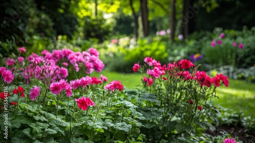 Geranium dalmaticum thriving in a vibrant garden, showcasing its beauty and resilience. This Geranium dalmaticum adds charm and color to any garden setting, enhancing the overall landscape appeal. photo