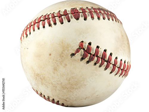 Baseball ball, isolated on a clean white background, highlighting its stitching and details photo