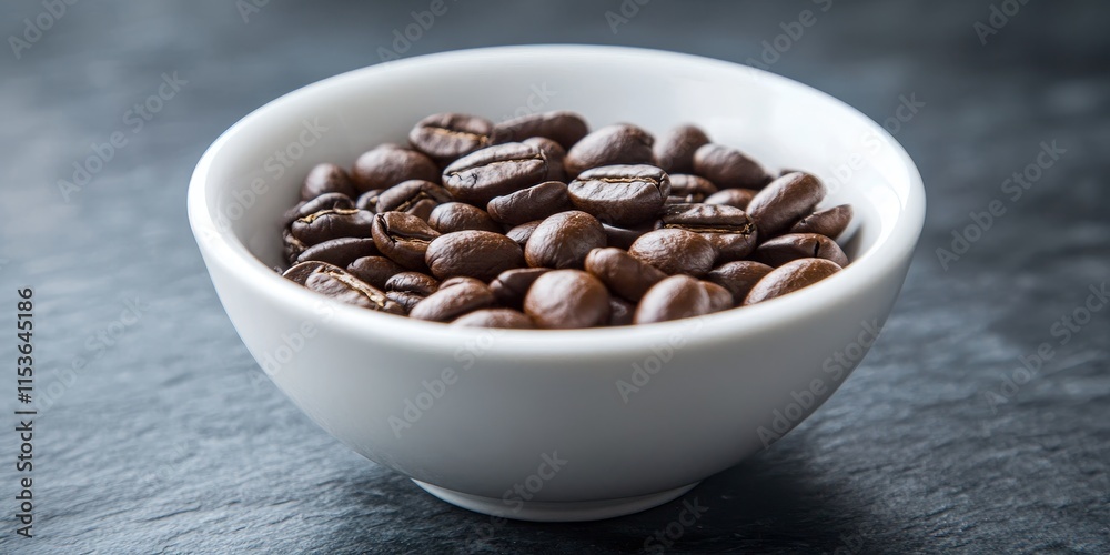Coffee beans displayed in a white glass create an appealing visual. The coffee beans take center stage, showcasing their rich texture and color within the elegant white glass. Coffee beans displayed in a white glass create an appealing visual. The coffee beans take center stage, showcasing their rich texture and color within the elegant white glass.