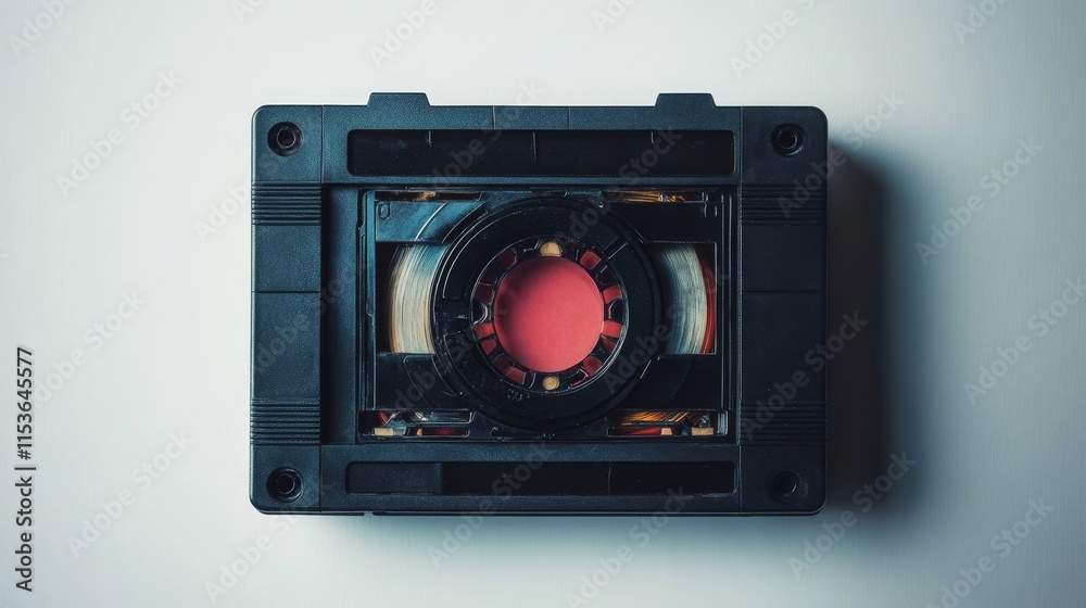 Video tape displayed in isolation against a pristine white background, highlighting the characteristics and features of the video tape, perfect for showcasing the vintage appeal of video tape. Video tape displayed in isolation against a pristine white background, highlighting the characteristics and features of the video tape, perfect for showcasing the vintage appeal of video tape.