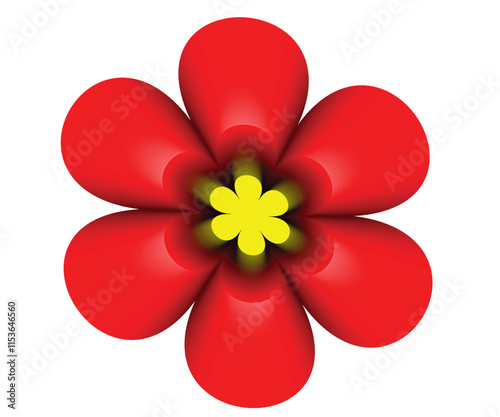 Red Flower with Yellow Center