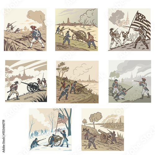 Battle of New Orleans. Text inscription, vector. Battle of New Orleans January 8