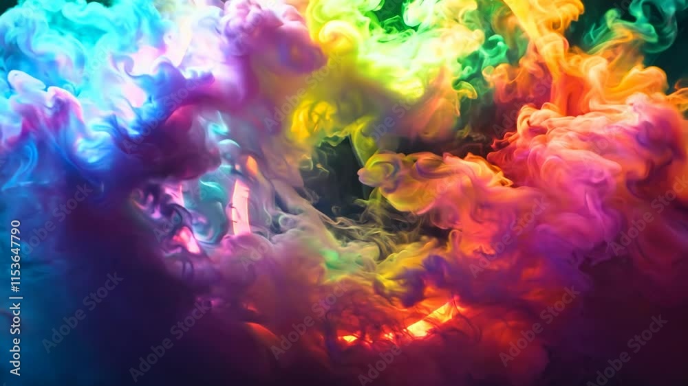 Colorful Smoke Clouds with Neon Rainbow Effect Colorful Smoke Clouds with Neon Rainbow Effect