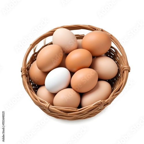 Wallpaper Mural A wicker basket filled with various brown chicken eggs Torontodigital.ca