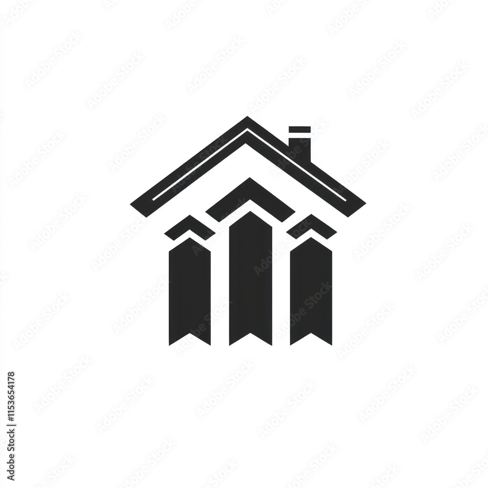 House icon with three upward arrows symbolizing growth and success in real estate. House icon with three upward arrows symbolizing growth and success in real estate.
