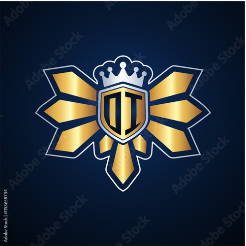 OI initial letters monogram logo for gaming with shield and eagle wing