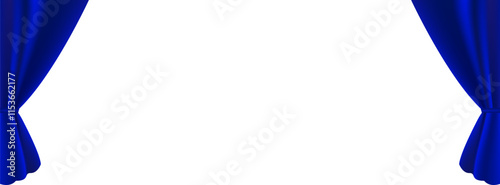 Vector realistic blue velvet open curtains isolated on transparent background. Vector EPS 10