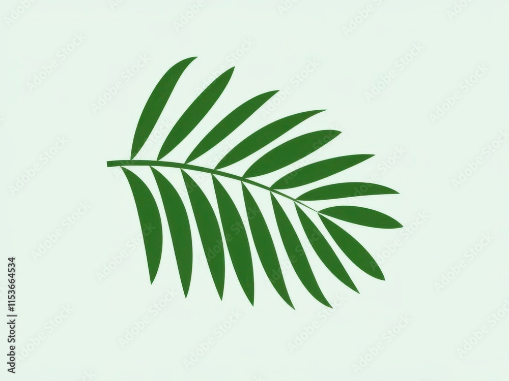 Naklejka premium Green Palm Leaf on Light Blue Background