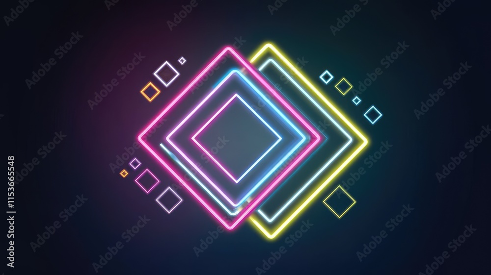Abstract Geometric Shapes with Neon Glow Abstract Geometric Shapes with Neon Glow
