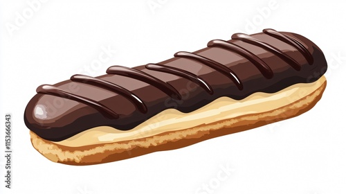 Delicious Chocolate Eclair Icon - Vector Illustration