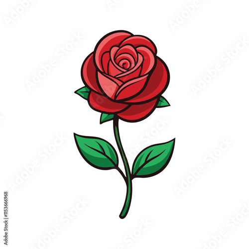 red rose vector isolated on white
