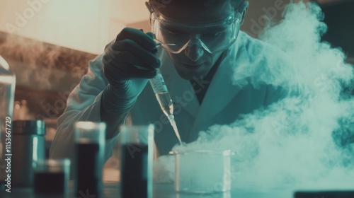 Scientists in lab coats meticulously examining and testing materials under controlled conditions, emphasizing the importance of precision and innovation in scientific research.