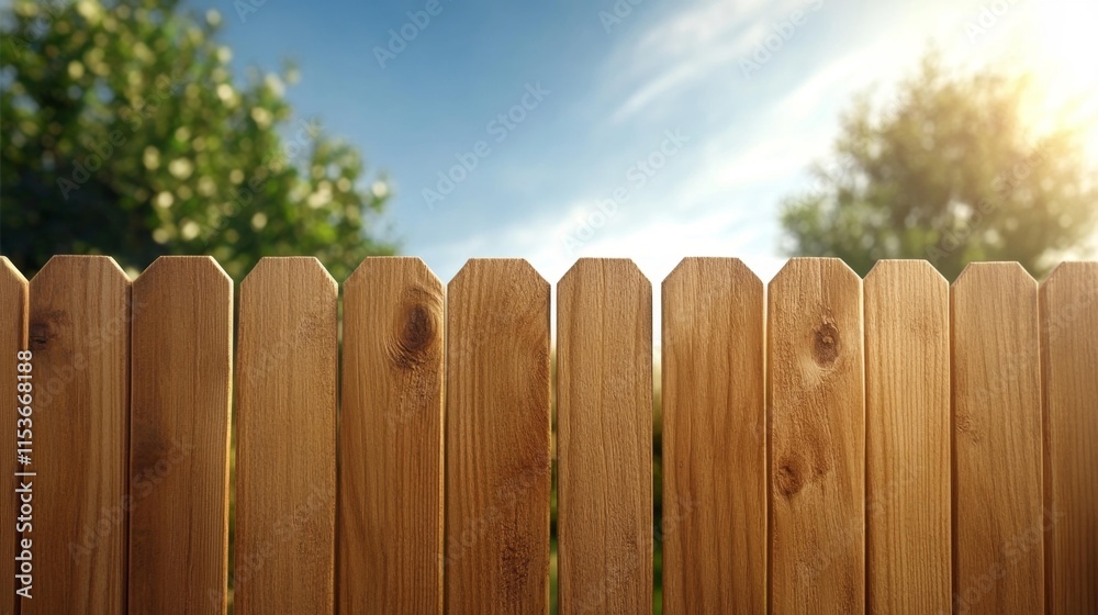 Fototapeta premium Wooden Fence with Natural Background. Generative AI