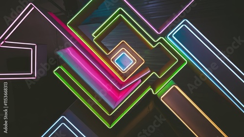 Abstract Geometric Shapes with Neon Glow