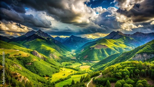 Catalan Pyrenees: Stunning valley and mountain views from Estanque viewpoint.