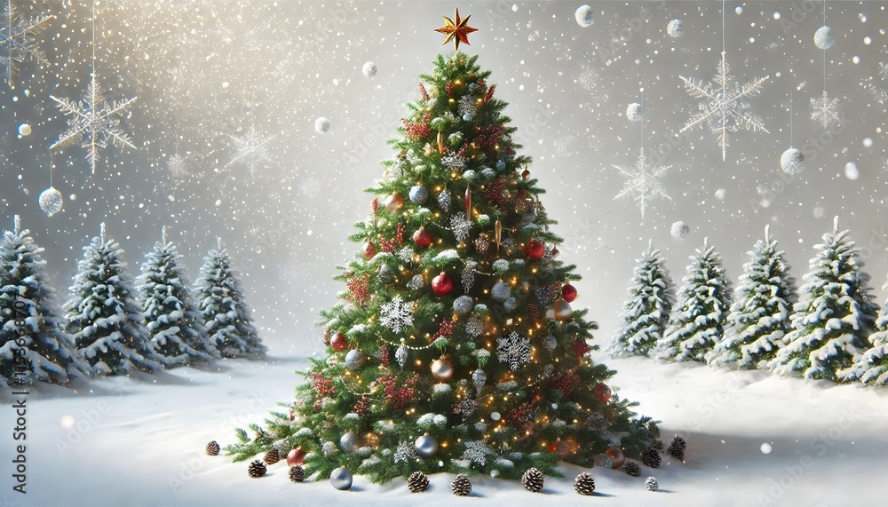 Fototapeta premium christmas tree on snow