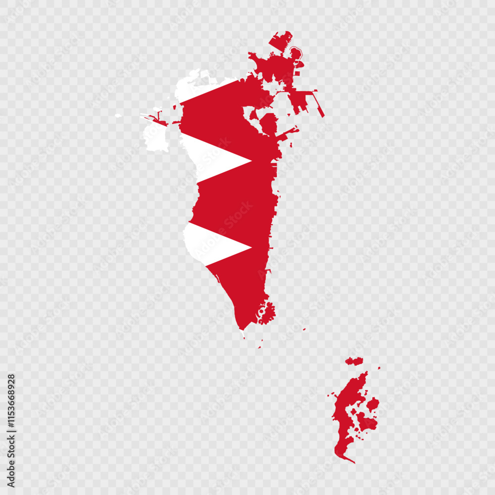 Obraz premium Bahrain map silhouette with flag on white background
