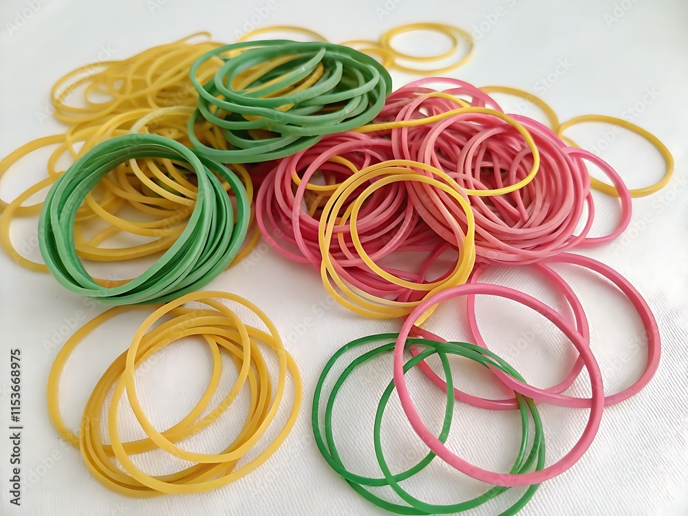 rubber bands on white rubber bands on white