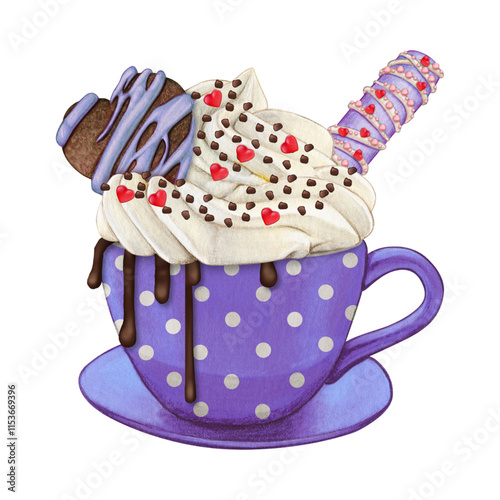 Violet cup with sweets