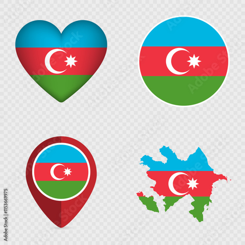 Azerbaijan Flag Icons Pack. Vector illustration. Free Download Azerbaijan Flag Icons Pack. Vector illustration. - GFXLoad