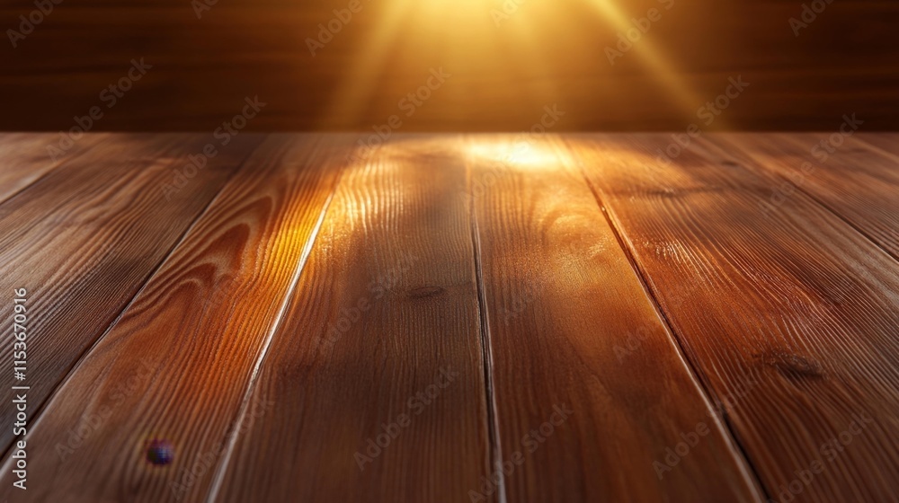 Obraz premium Wooden Surface with Warm Lighting. Generative AI