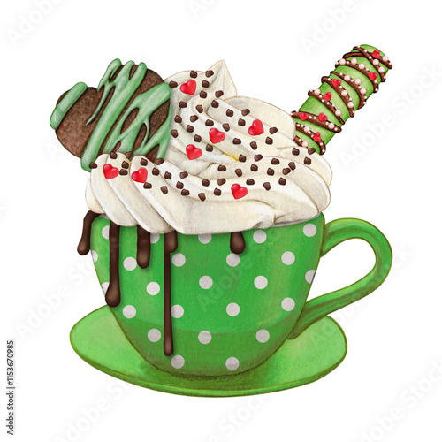 Green cup with sweets