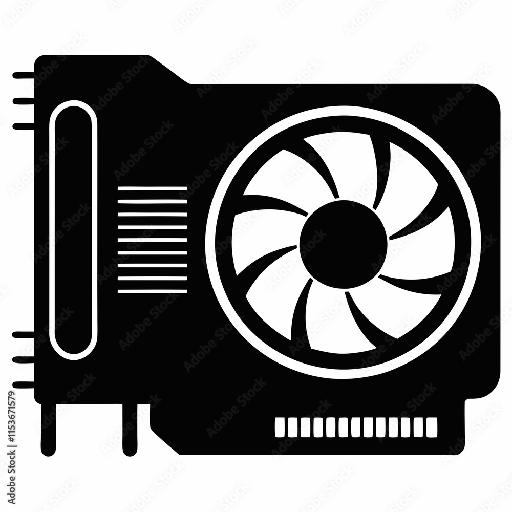 Graphics Card Black Silhouette Vector Art Graphics Card Black Silhouette Vector Art