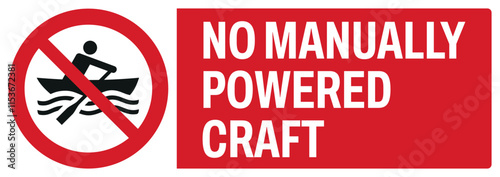 ISO prohibition safety signs uppercase text_no manually powered craft_landscape size 1/2 a4,a3,a2,a1	 