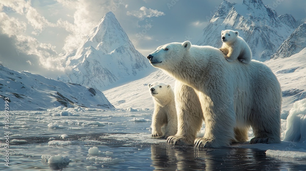 Polar Bear Family in Arctic Winter Wonderland (1) Polar Bear Family in Arctic Winter Wonderland (1)