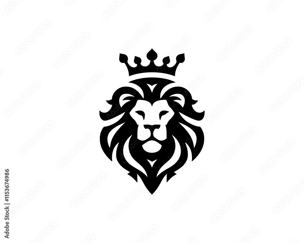 Fototapeta premium King Lion logo design icon symbol vector illustration. 