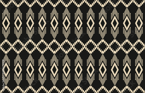 Geometric ethnic oriental ikat seamless pattern  color oriental. Aztec ornament print. Design for background ,curtain, carpet, wallpaper, clothing, wrapping, Batik, vector illustration.