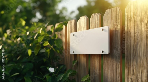 Square Street Sign Mockup on Rustic Fence. Generative AI photo