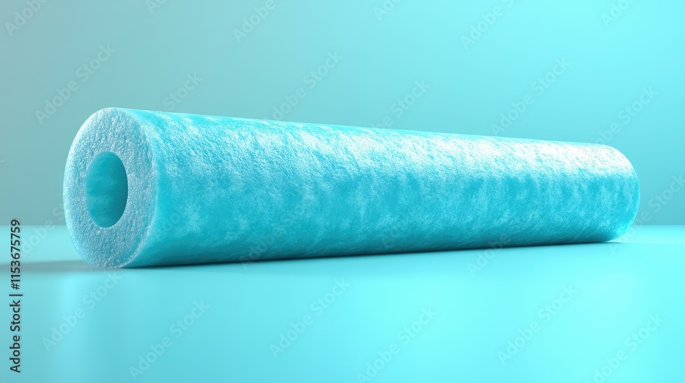 Abstract Cyan Tube: Minimalist 3D Render of a Textured Cylindrical Form Abstract Cyan Tube: Minimalist 3D Render of a Textured Cylindrical Form
