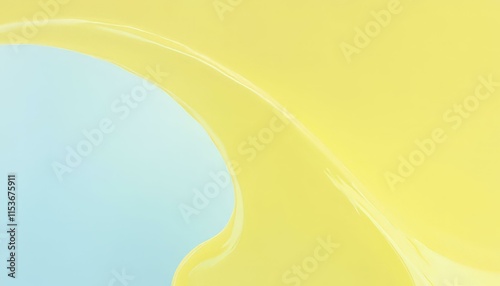 Abstract Yellow and Light Blue Gradient Background with Glossy Curvilinear Shapes photo