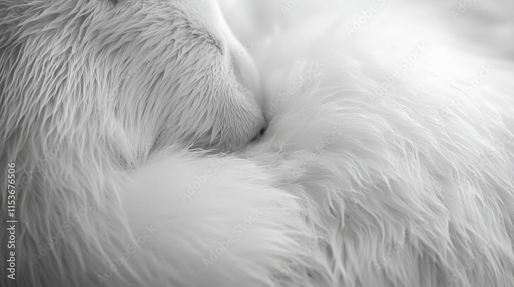 Soft White Fur, Animal Close-Up, Peaceful Texture Soft White Fur, Animal Close-Up, Peaceful Texture