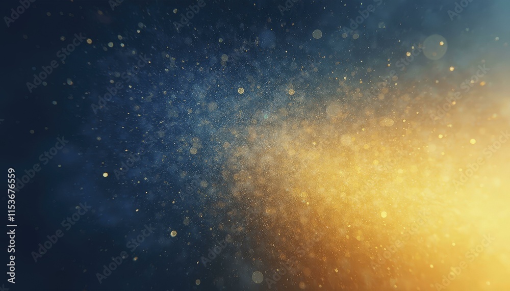 Fototapeta premium Dreamy Gradient from Deep Blue to Golden-Yellow with Glowing Particles