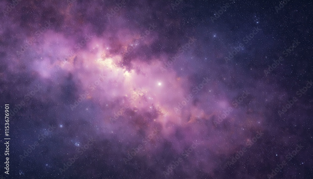 Fototapeta premium Vibrant Orion Nebula with Purple, Pink, and Gold Gas and Dust Highlighted by Stars
