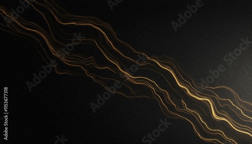 Abstract Wavy Golden Lines on Dark Background with Marbled Texture