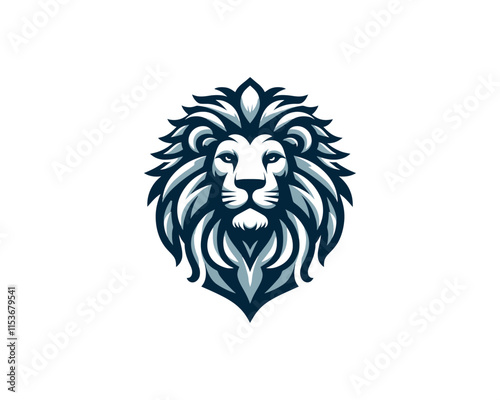 Lion head logo, lion head icon, lion face logo. Simple silhouette. Flat style. Logo design template. Vector illustration. Animal logotype concept. photo