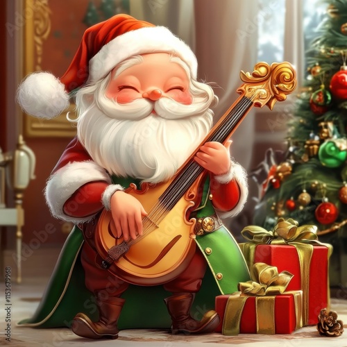 A festive Christmas illustration of a magical Christmas instrument maker photo